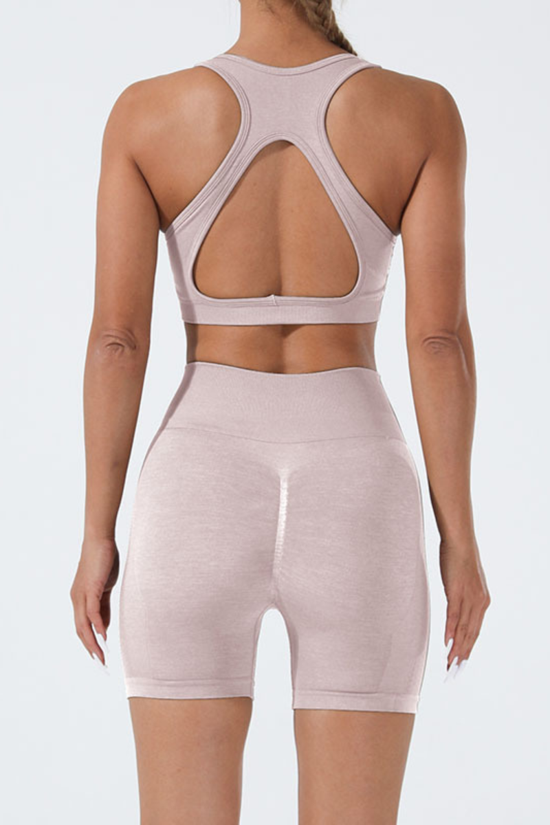 Women's Sports Seamless Set:U-neck Bra And Shorts