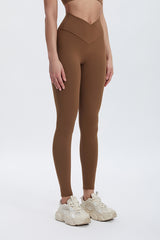 Women'S Bright Crossover High-Waisted Hip Lift Dance Stretch Cropped Pants
