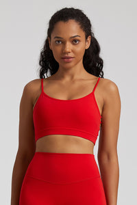 Solid Color Back Cut-Out Sports Bra