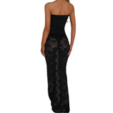 Women's Metal Button Strapless Lace One Piece Swimsuit