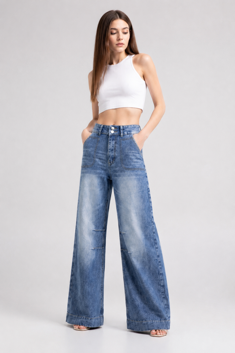 Women's High Waist Wide Leg Jeans