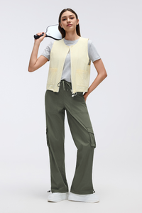 Women's Workwear Sleeveless  Drawstring Waist Cargo Vest