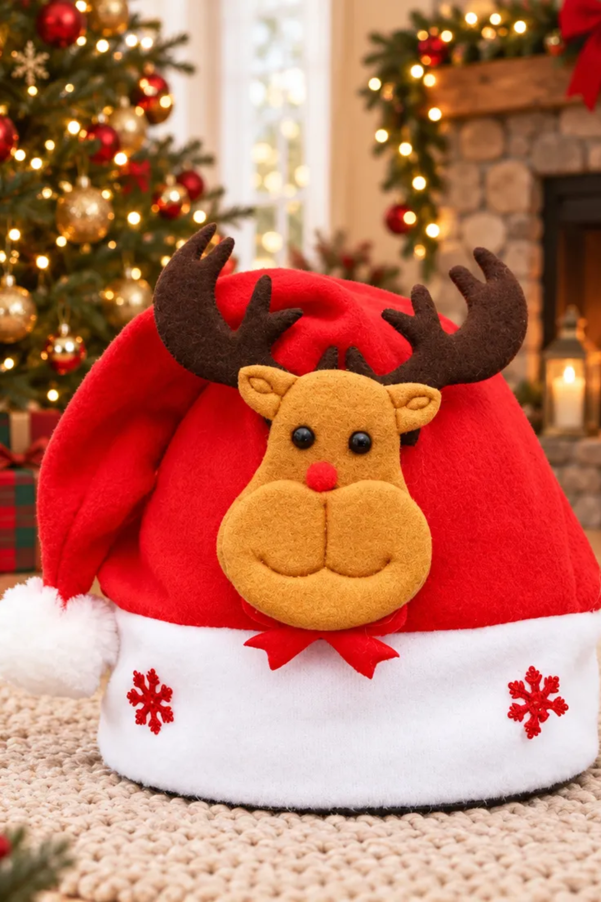 Unisex Cute Red Christmas Santa Hat Non Woven Santa Cap