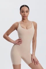 Women'S Dance Fitness V-Neck Double Strap Bodysuit