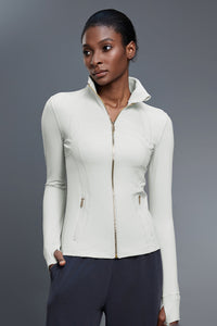 Women Stand-Collar Slim-Fit Zippered Yoga Running Workout Jacket