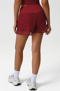 Women Lace Double Layer Anti-Slip Sport Shorts