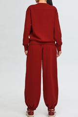 Women's Athletic Set:Pullover And Cuffed Sweatpants