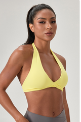 Women’s Twist-Front Halter Backless Sports Bra