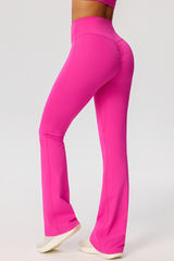Women's High-Waist Pleated Buttocks Lift Flare Pants