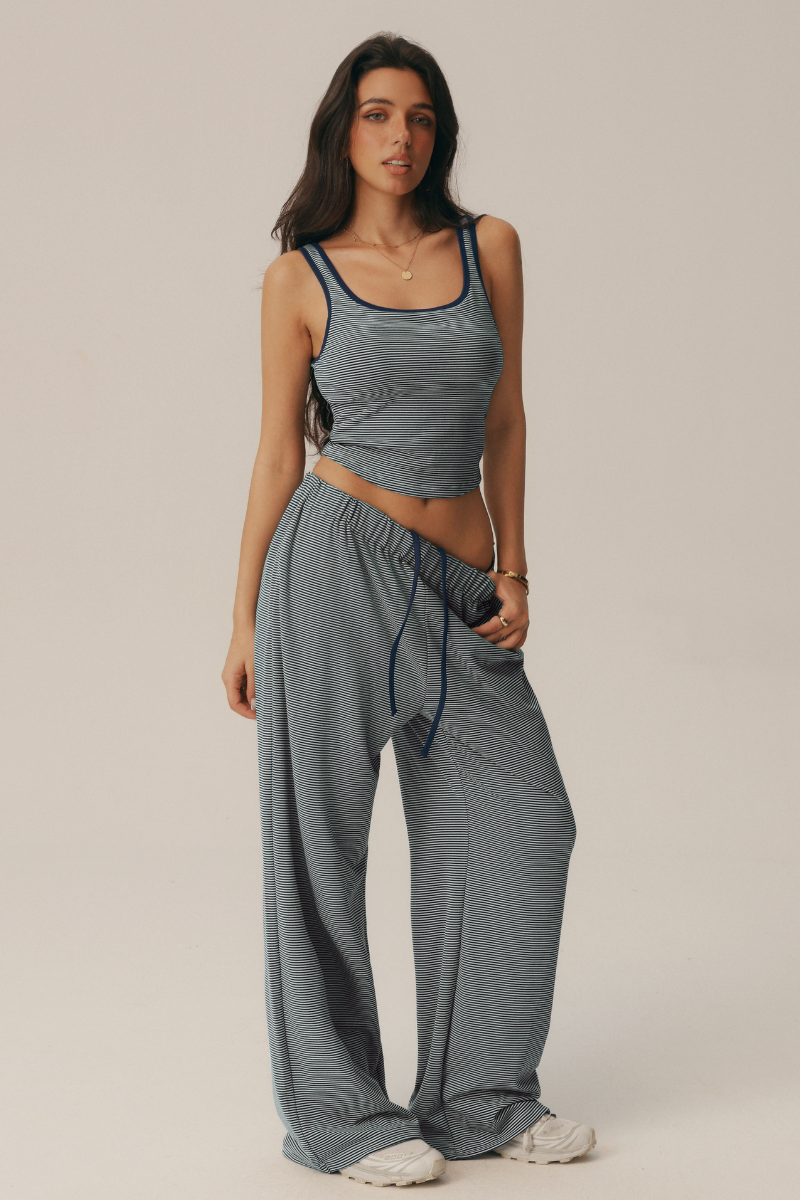 Women's Polka Dot Sets:Square Neck Tank Top & Wide Leg Pants