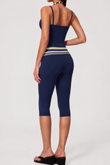 Women's Vintage Fake Two Piece Tank Top & Capri Leggings Set
