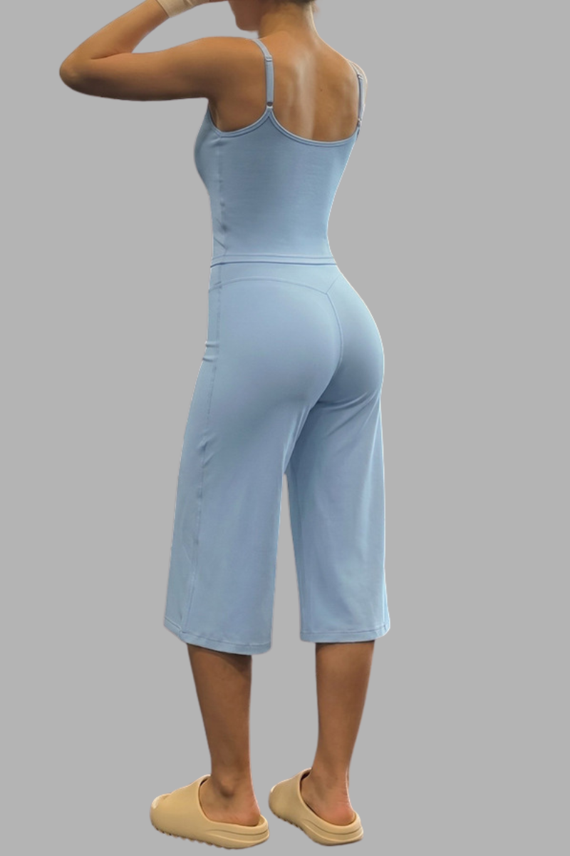 Women's Thin Strap Cami And Wide-Leg Capri Pants  Sports Set