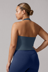 Plus Size Women's Halter Ruched V-Neck Sports Tank Top