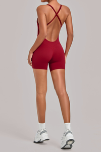 Women's U-neck Cross Back Adjustable Backless Jumpsuit