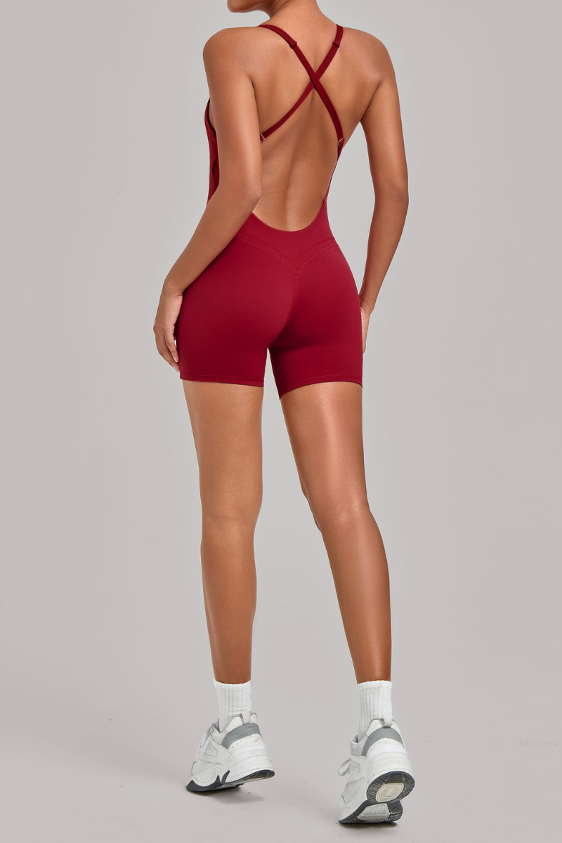 Women's U-neck Cross Back Adjustable Backless Jumpsuit