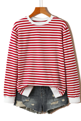 Women's Fall Christmas Striped Color Block Relaxed Pullover