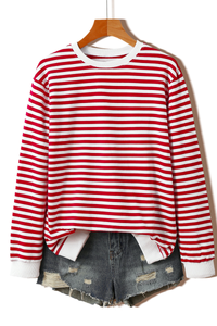 Women's Fall Christmas Striped Color Block Relaxed Pullover