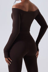 Women Off-Shoulder Sculpting Fitness Long Sleeves