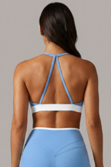 Women's Color-Block Triangle Cup Halterneck Sports Bra