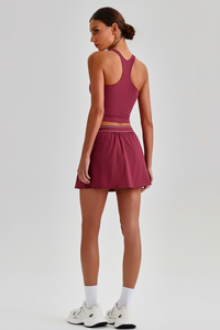 Women's Tennis Set:Cropped Racerback Tank Top& Skort