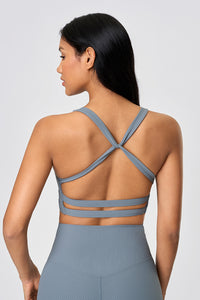 Women High-Elasticity Semi-Fixed Cross-Back Breathable Yoga Fitness Sports Bra