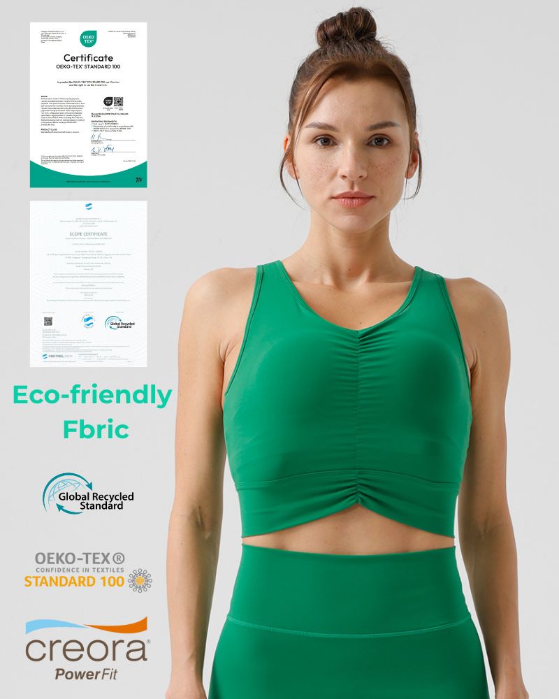 Women Sensual Drawstring Outer Wear With Bust Eco-Friendly Recycled Cotton High Strength Fitness Sports Bra