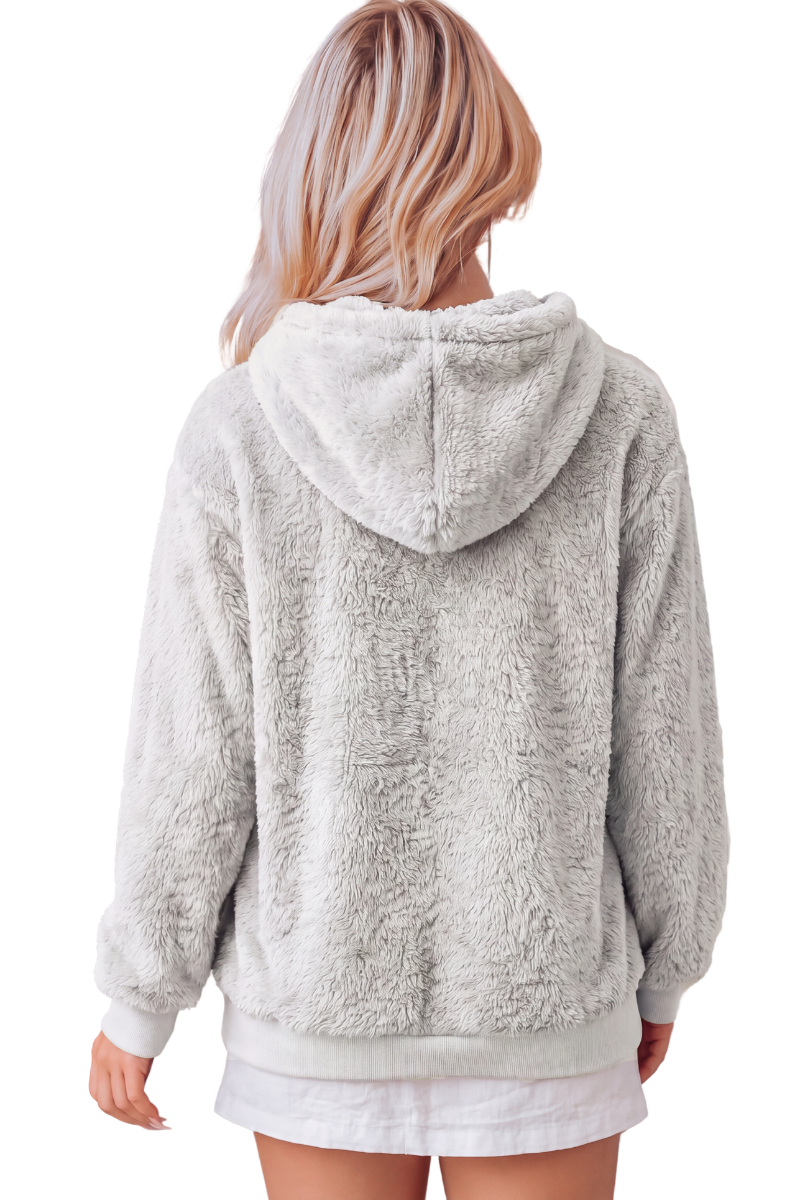 Women's Plush Long-Sleeve Drawstring Hoodie with Pet Pouch