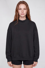 Women's Fall Fleece Mock Neck Sweatshirt with Side Neck Slit