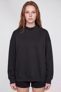 Women's Fall Fleece Mock Neck Sweatshirt with Side Neck Slit