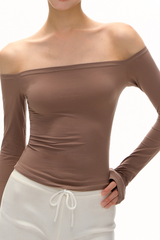Women's Off-Shoulder or Asymmetrical Dual Wear Long-Sleeve Top