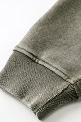 Men/Women Vintage Washed Zip-up Sweatshirt - Pure Cotton Terry Stand-up Collar