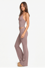 Women's Athletic Set:Halterneck Tank Top And Flare Pants