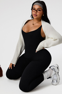 Plus Size Women's Low-Back Strap V-neck Sports Jumpsuit