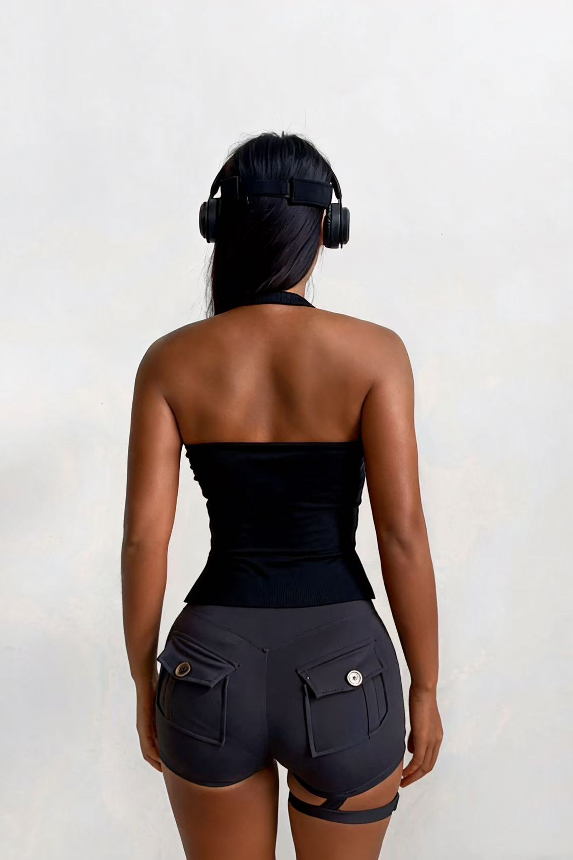 Women's backless sleeveless TankTop with chest pads