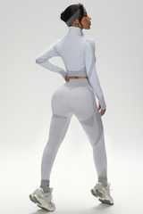 Women's Athletic Stand-Up Collar Seamless 2 Piece Set