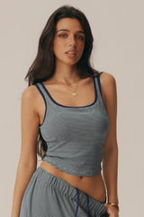 Women's Polka Dot Square Neck Wide Strap Cropped Tank Top