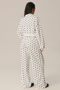 Women's Fall Polka Dot 1/4Zip Sweatshirt And Pants Set
