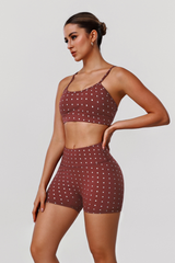 Women's Polka Dot Silver Print Bra & Pleated Shorts Sets