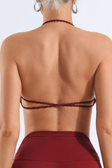 Women's Bare Feel Pleated Halterneck Backless Yoga Bra
