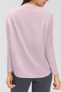 Women's Simple Boat Neck Long Sleeve T Shirt