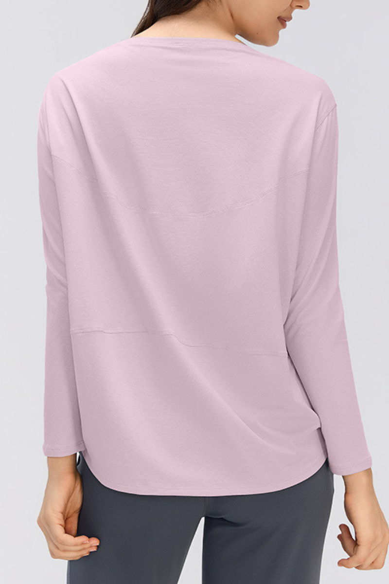 Women's Simple Boat Neck Long Sleeve T Shirt
