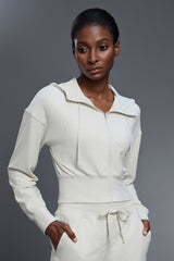 Women Hooded Short Waist-Tie Open-Front Yoga Sportswear Jacket