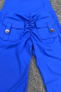 Women Button High Waist Wide Leg Peach Lift Hip Micro Pants Fitness Sports Quick Dry Yoga Pants
