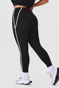 Plus Size Women's Side Color-Block Fitted Yoga Leggings