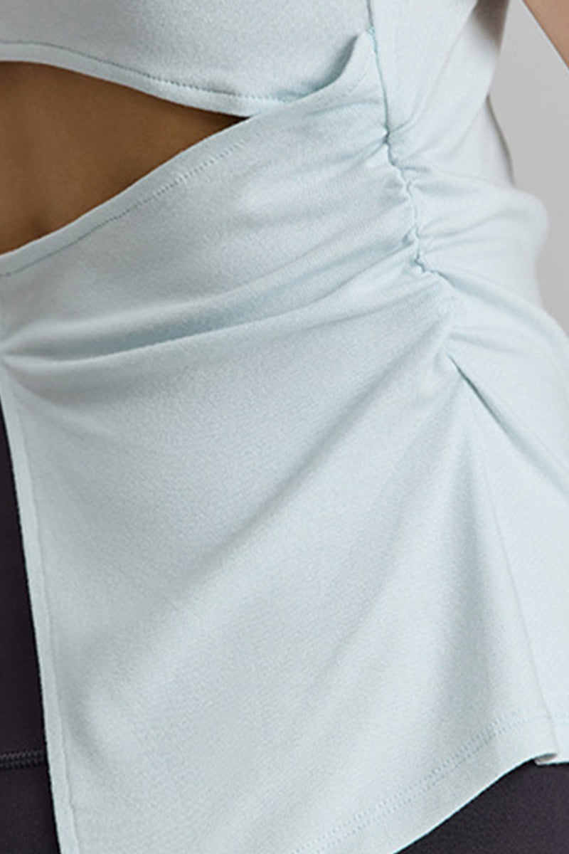 Women's Summer V-neck Pleated Sleeveless Cut Out Tank Top