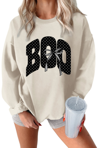 Women's Fall Boo Graphic Polka Dot Print Halloween Pullover