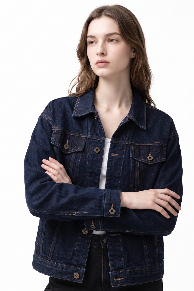 Women's Fall Classic Original Blue Button Front Denim Jacket