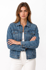 Women's 100% Cotton Classic Blue Denim Jacket