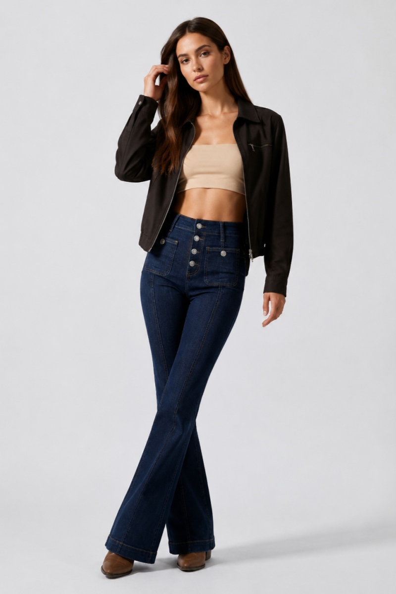 Women's High Waist Slim Flare Jeans