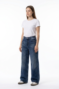 Women's Vintage Wash High Waist Straight Leg Jeans